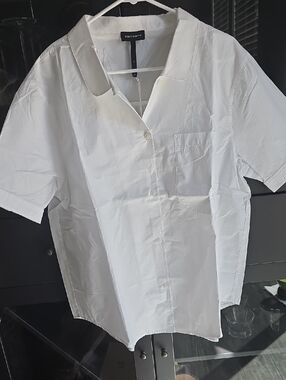 Cozy Earth Women's White Short-Sleeve Button-Down Shirt